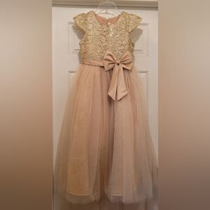 Girls 7/8 Gold Sequin Dress